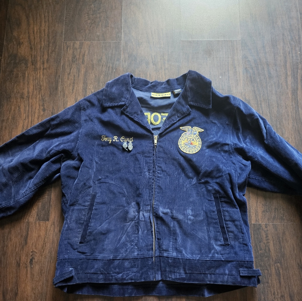 Modesto California FFA Corduroy Chain Stitch Patch Agricultural Jacket and Pins